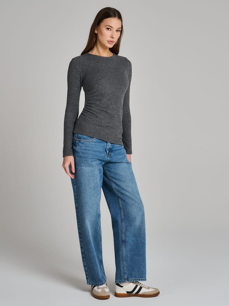 Лонгслив асимметричный с драпировкой