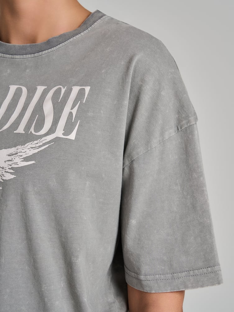 Хлопковая футболка оверсайз варенка с принтом