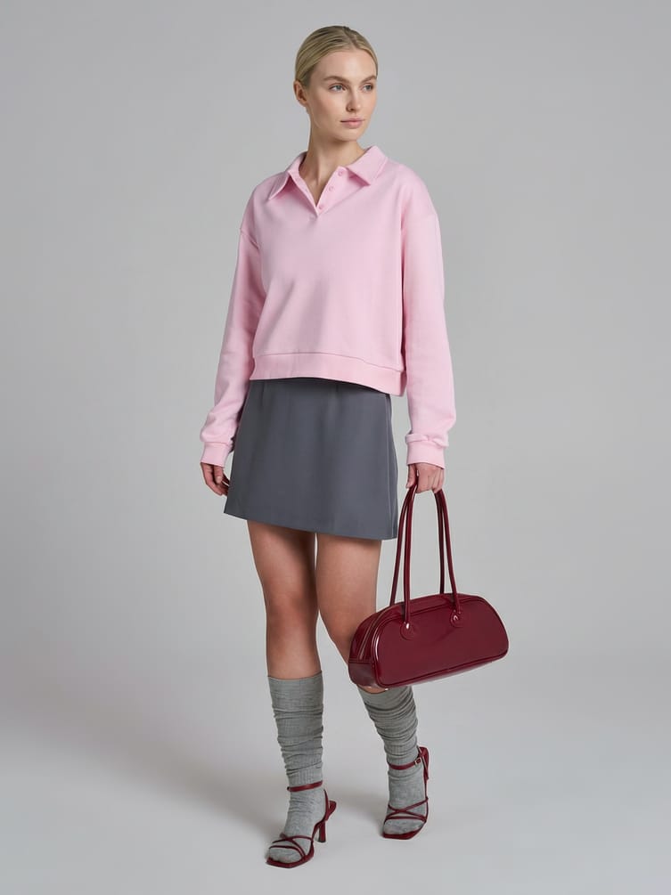 Свитшот без начеса с воротничном