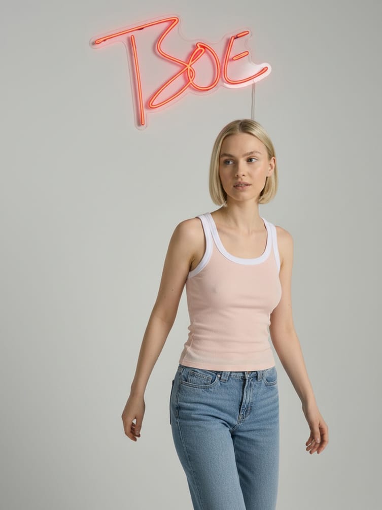 Майка на широких бретелях в рубчик