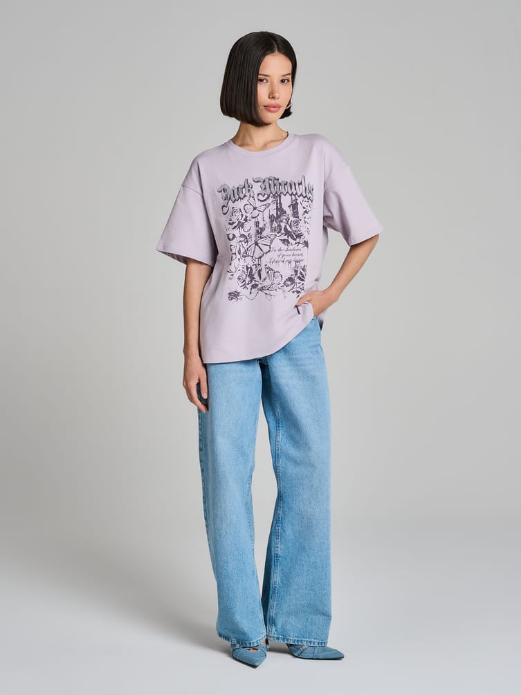 Хлопковая футболка с принтом цветов