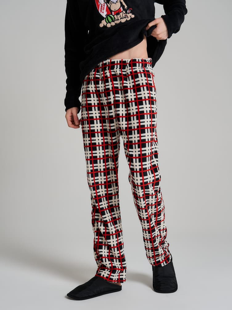 Плюшевая пижама с принтом Санты Клауса