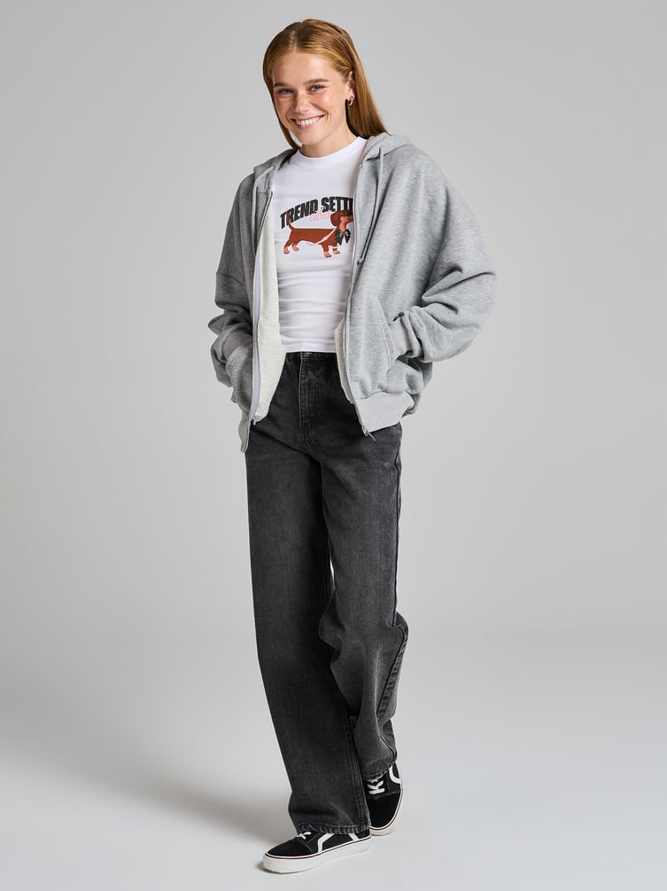 Зип худи оверсайз со стразами на спине