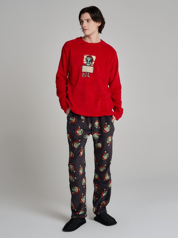 Новогодняя плюшевая пижама с вышивкой