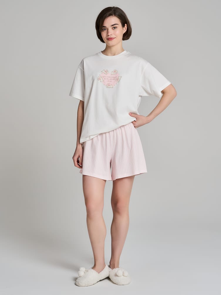 Хлопковая пижама с принтом и шортами