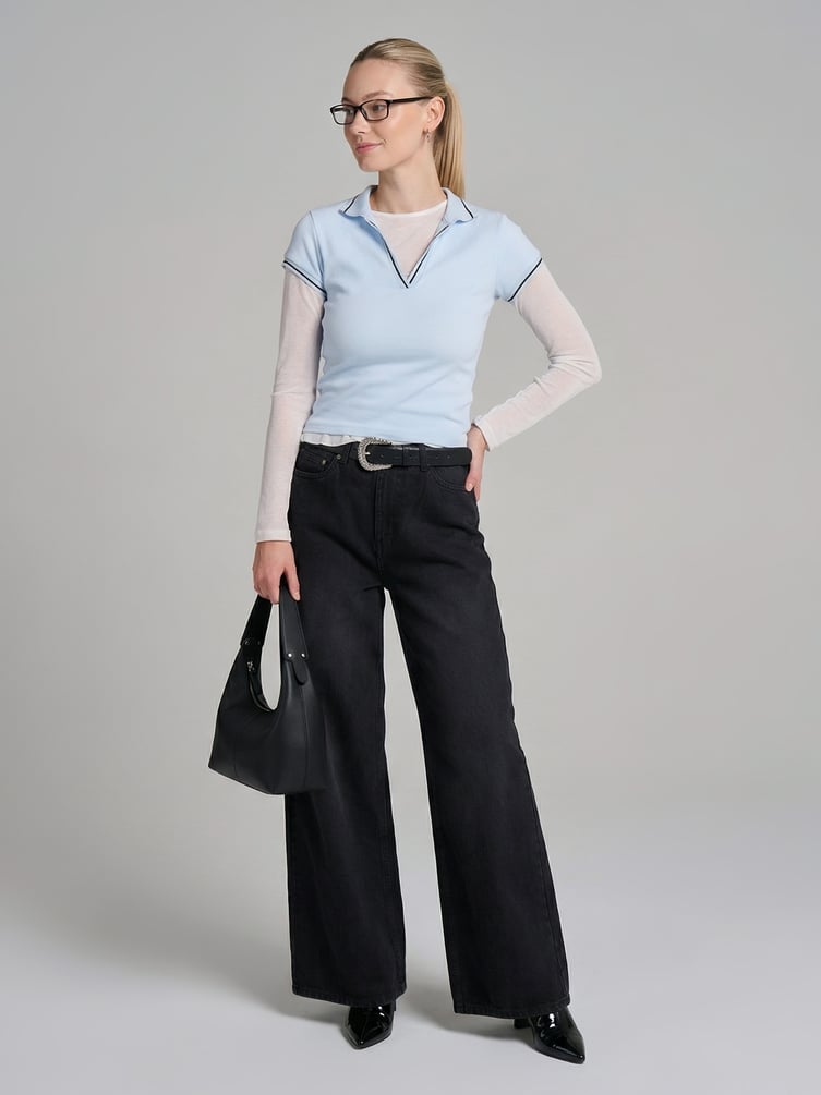 Джинсы широкие на резинке