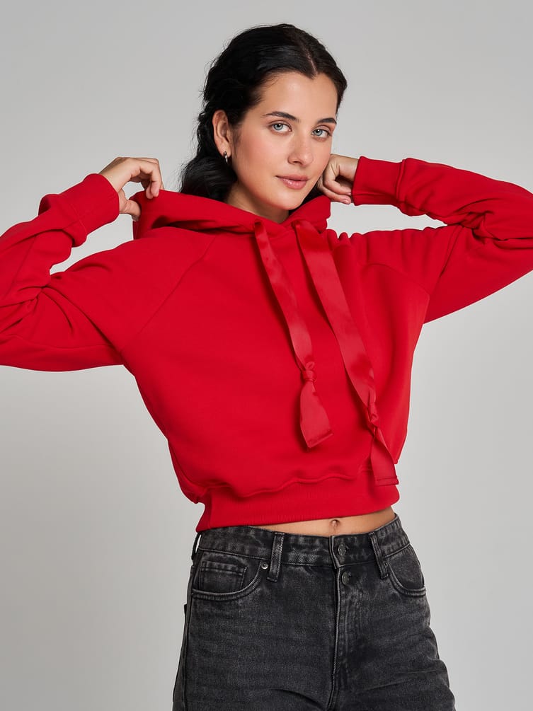 Теплое худи укороченное с начесом