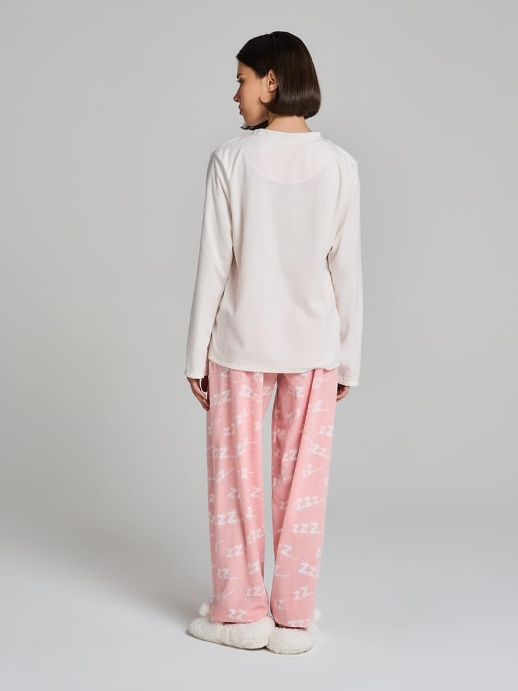 Пижама теплая с нашивкой панды и брюками