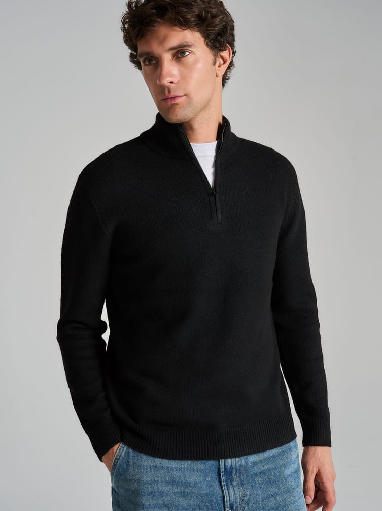 Свитер трикотажный с воротником и полузамком