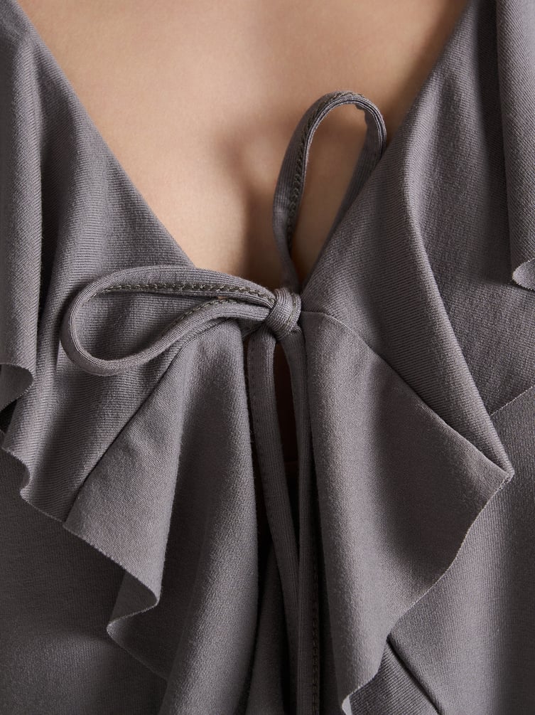 Кардиган на завязках с рюшами