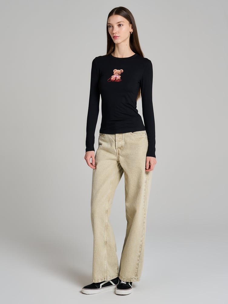 Лонгслив облегающий с принтом