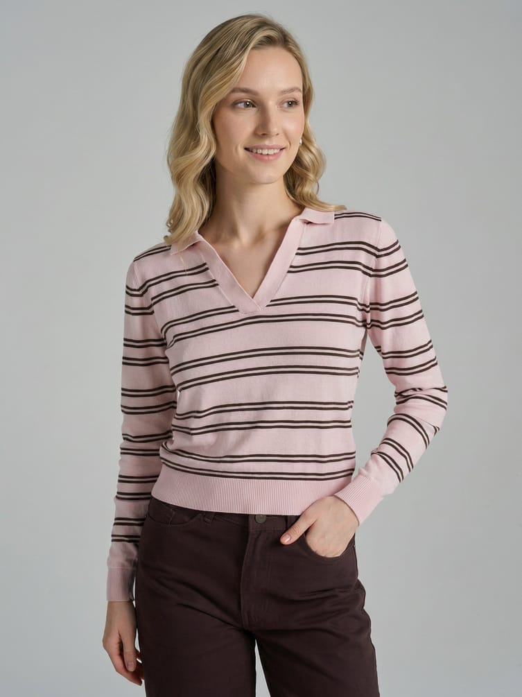 Пуловер трикотажный в полоску