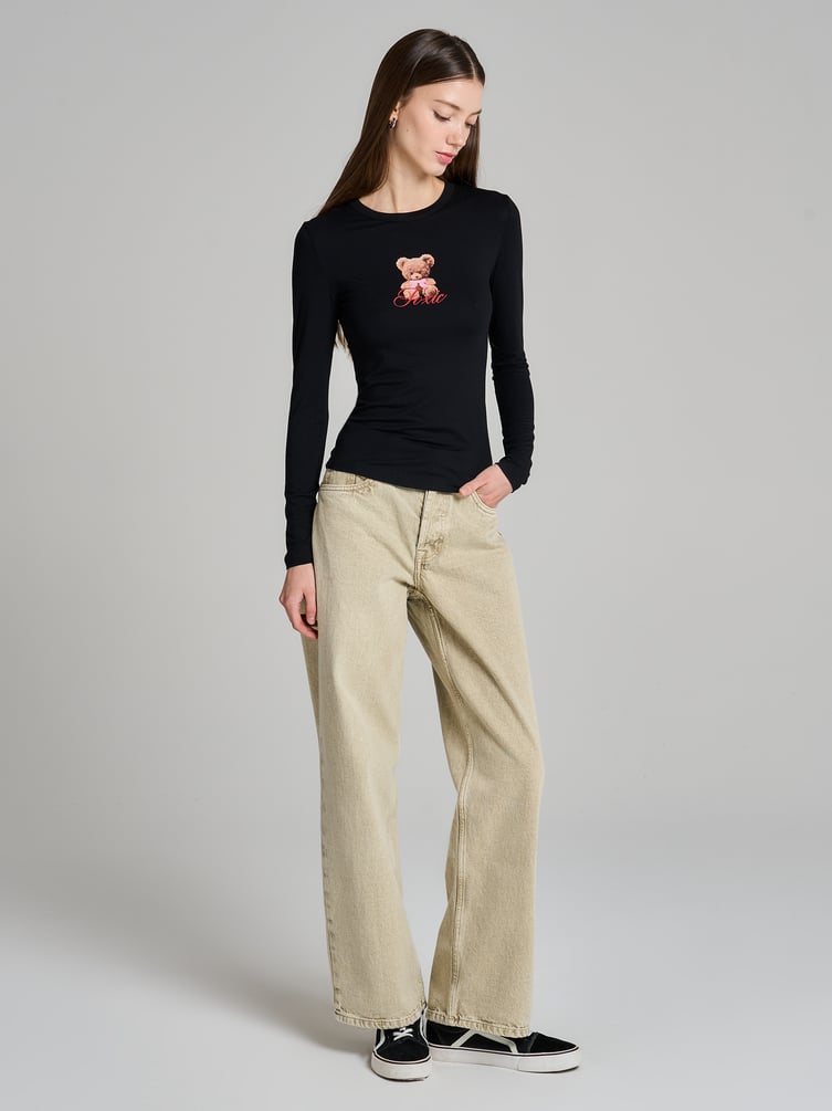 Лонгслив облегающий с принтом