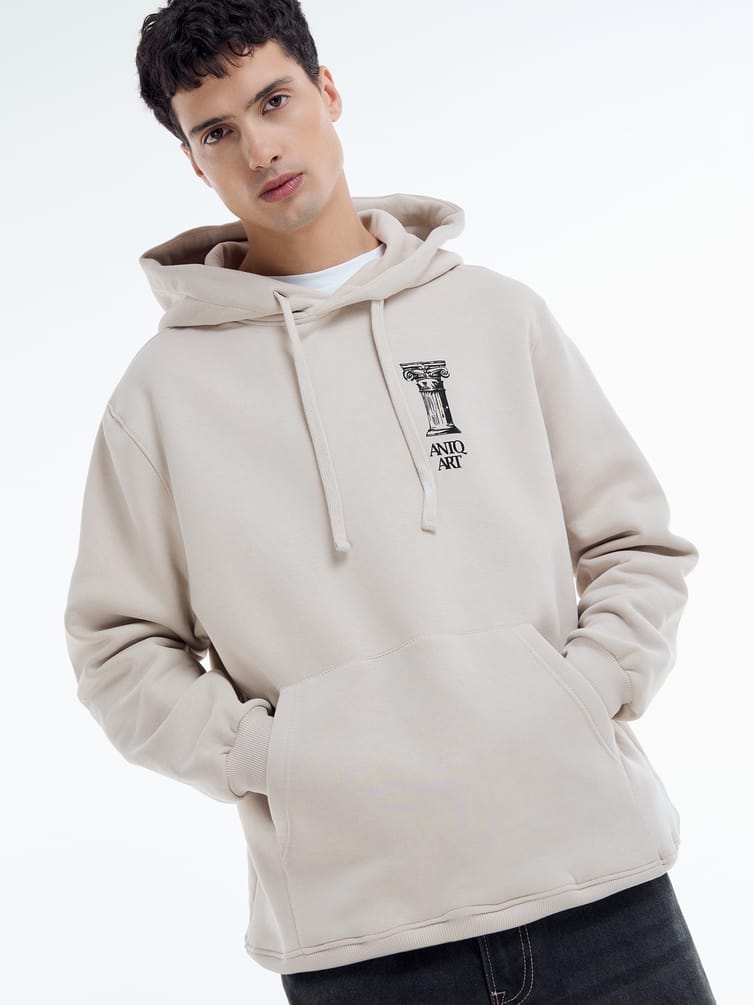 Худи оверсайз с принтом теплое с начесом