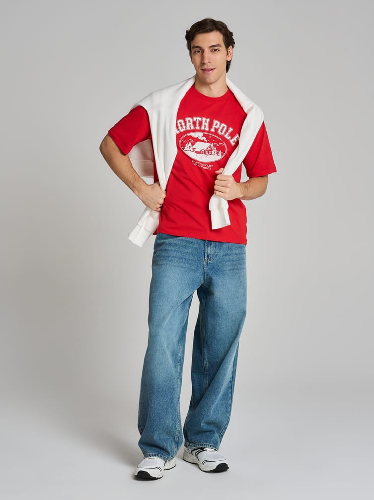 Футболка свободного кроя из хлопка с принтом