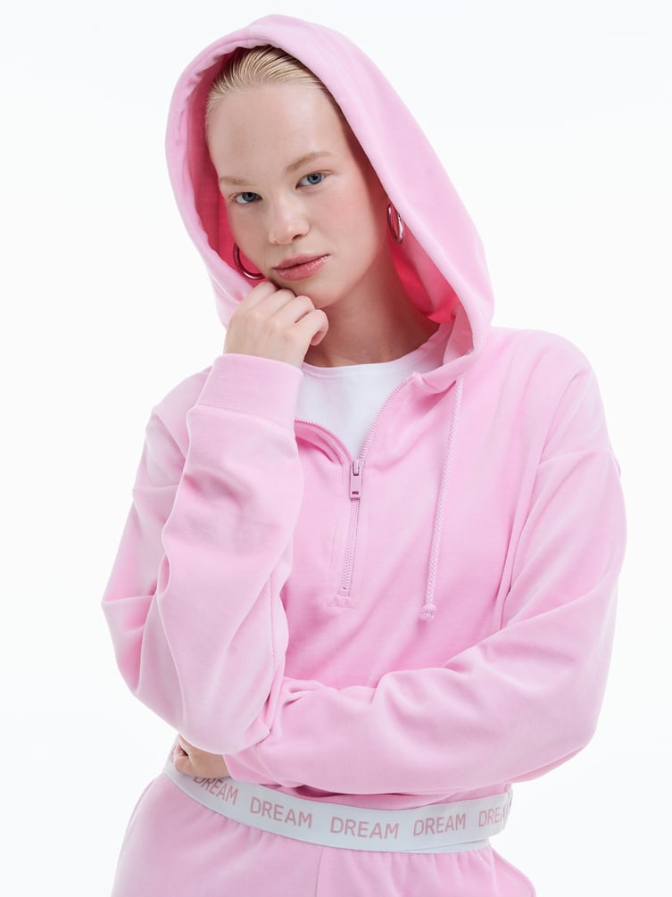 Домашняя велюровая Half zip толстовка