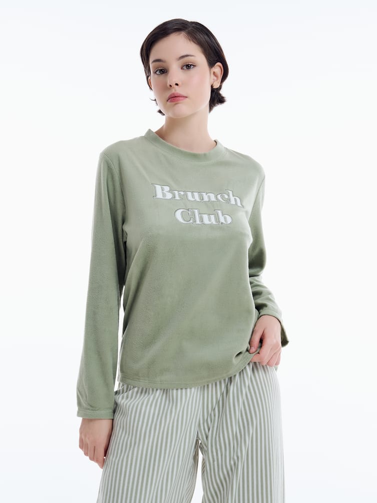 Плюшевая пижама Brunch club с брюками