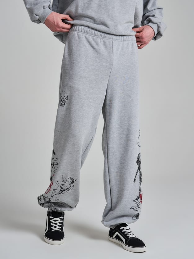 Брюки джоггеры оверсайз с принтом