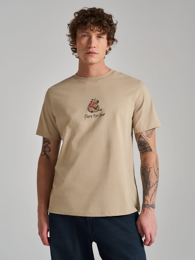 Футболка из хлопка с новогодним принтом