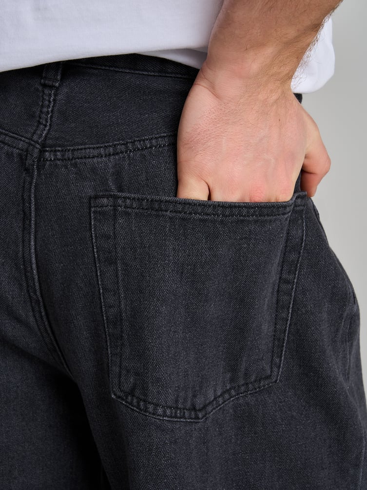 Джинсы багги широкие с вареный эффектом