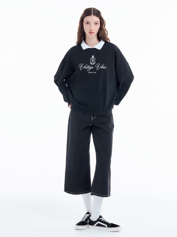 Свитшот-поло с надписью Vintage Vibes