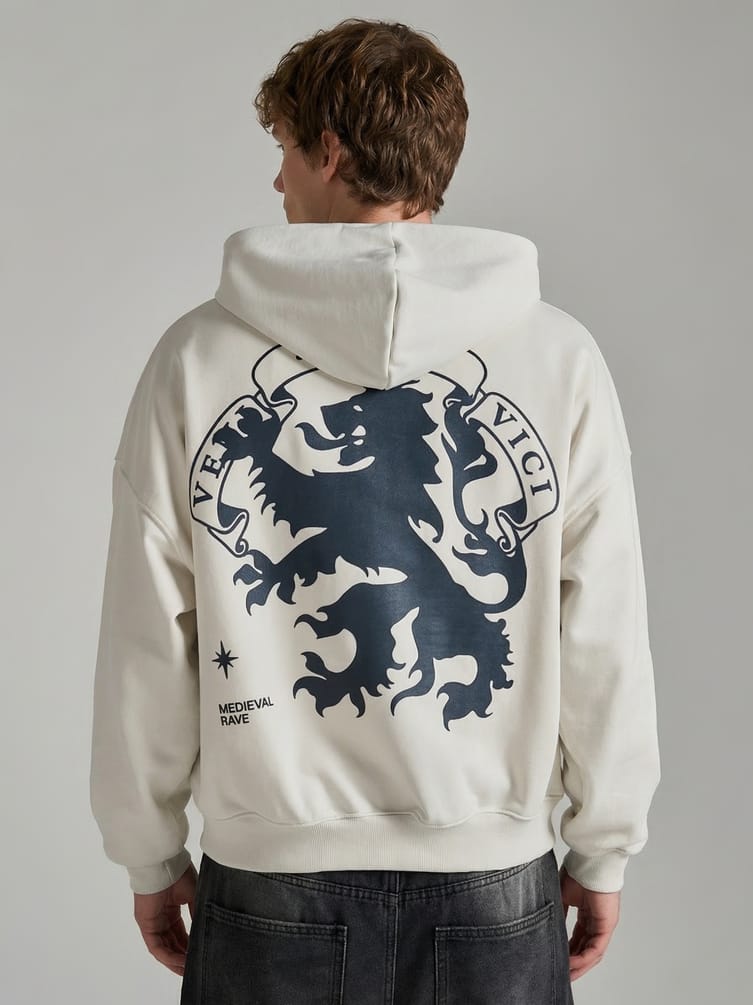 Зип худи с принтом льва на спине