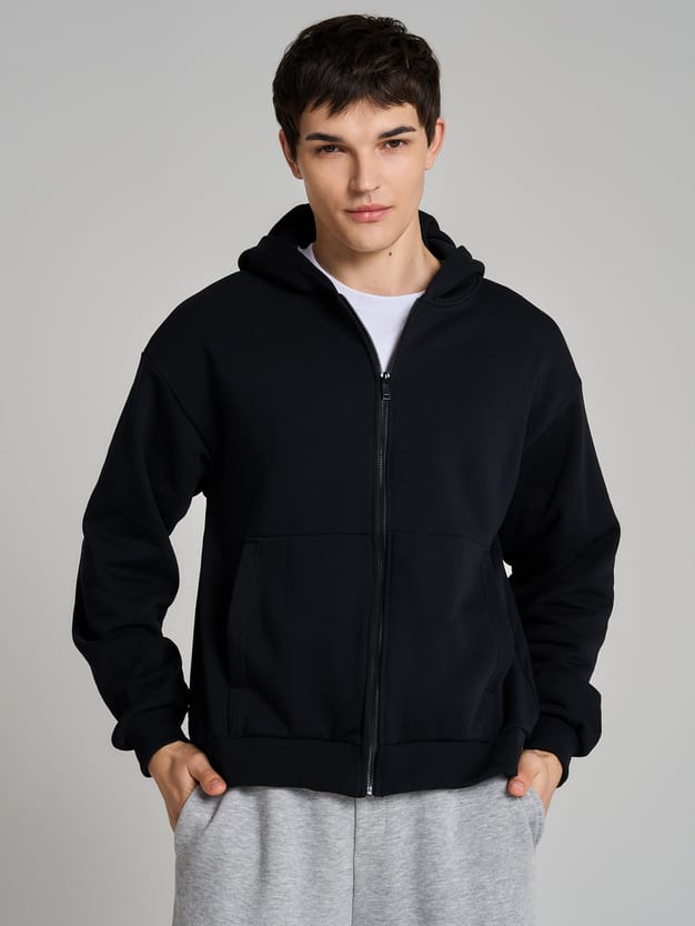Утепленное zip-hoodie толстовка с начёсом