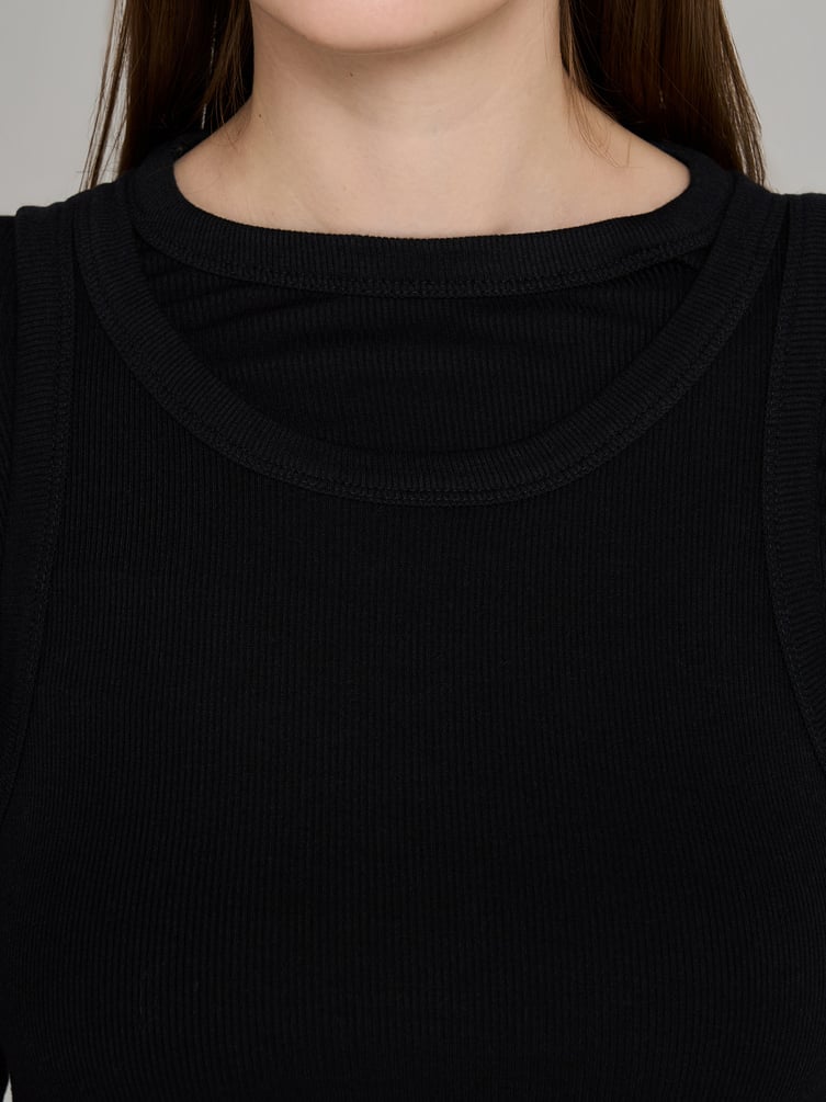 Лонгслив с майкой в рубчик