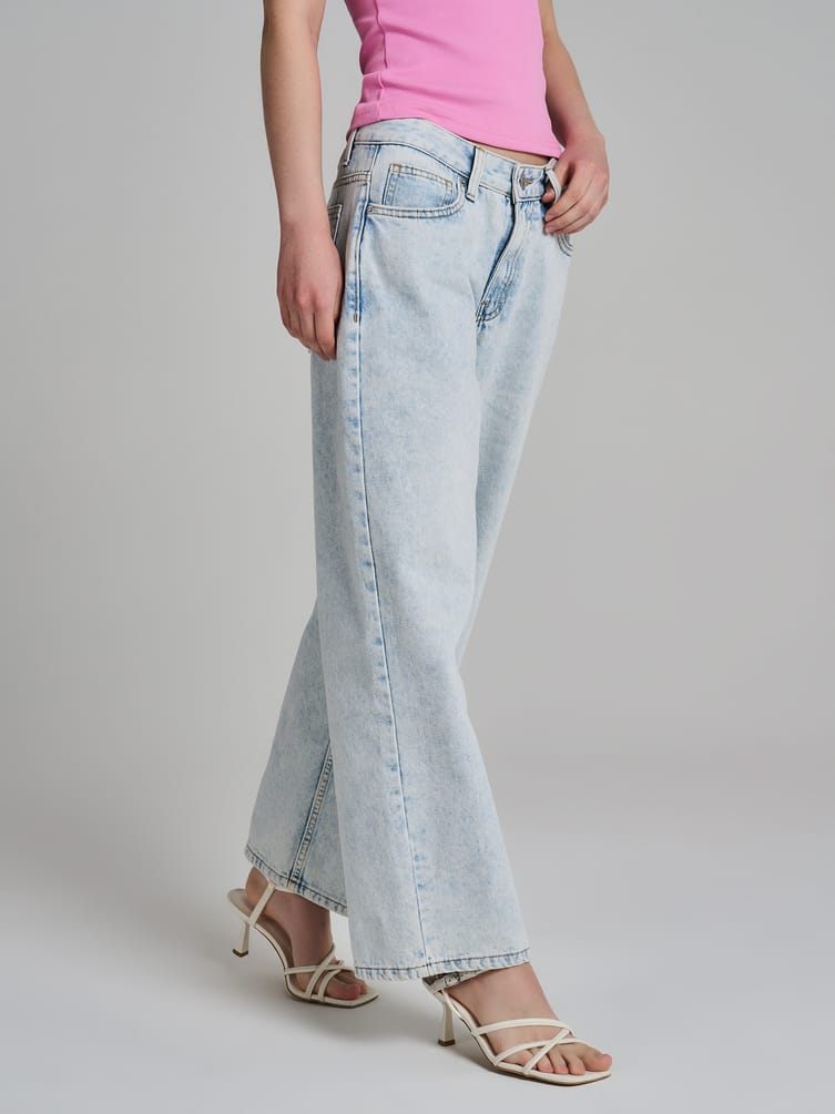 Джинсы широкие укороченные