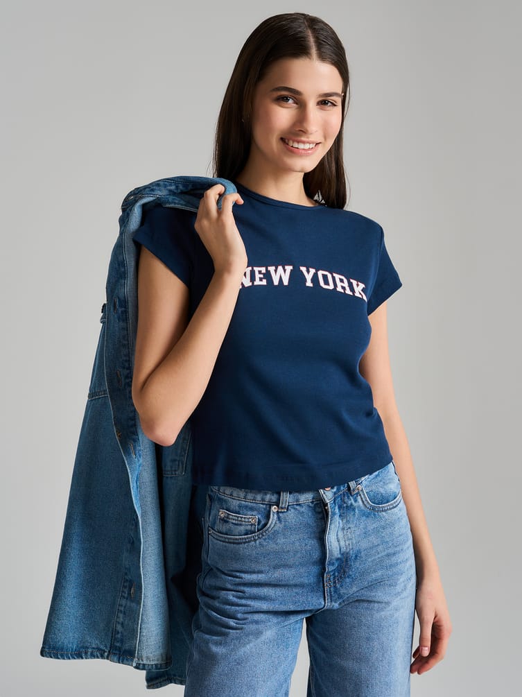 Футболка из хлопка с надписью New York