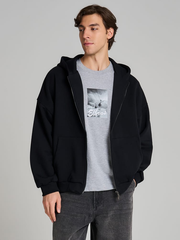 Зип худи оверсайз тёплая с начёсом