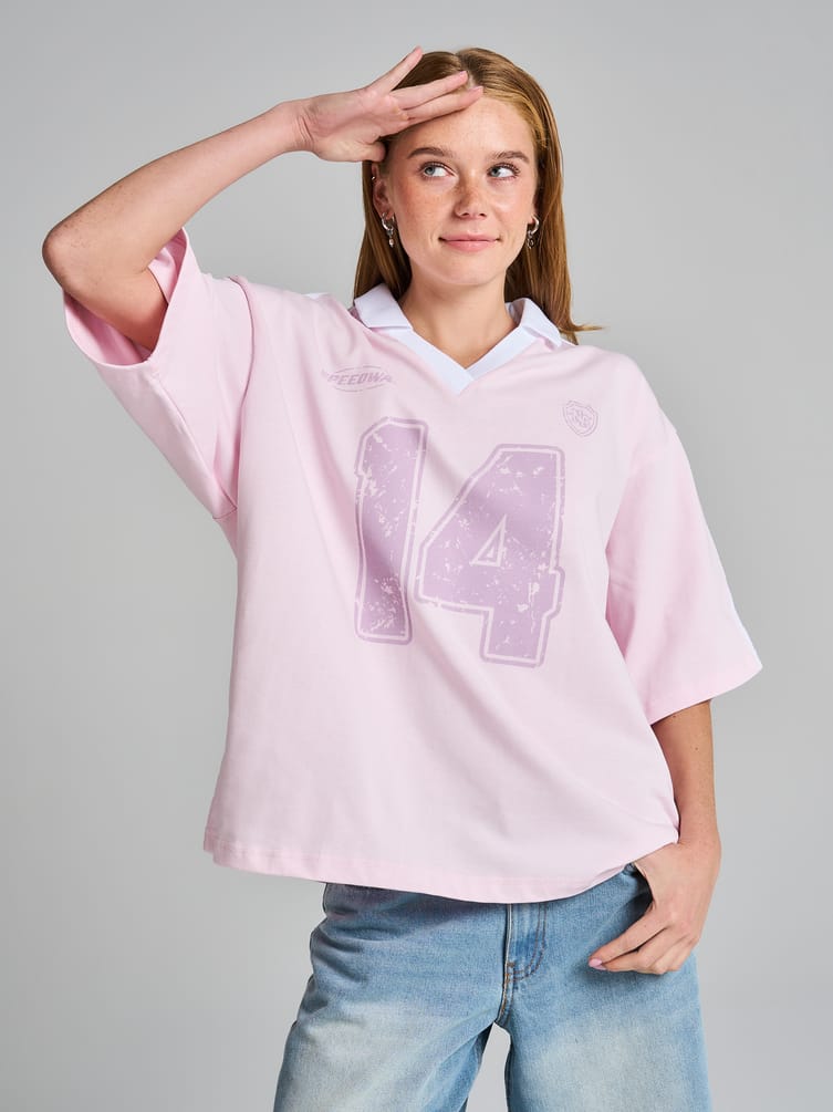 Футболка-поло оверсайз с надписью