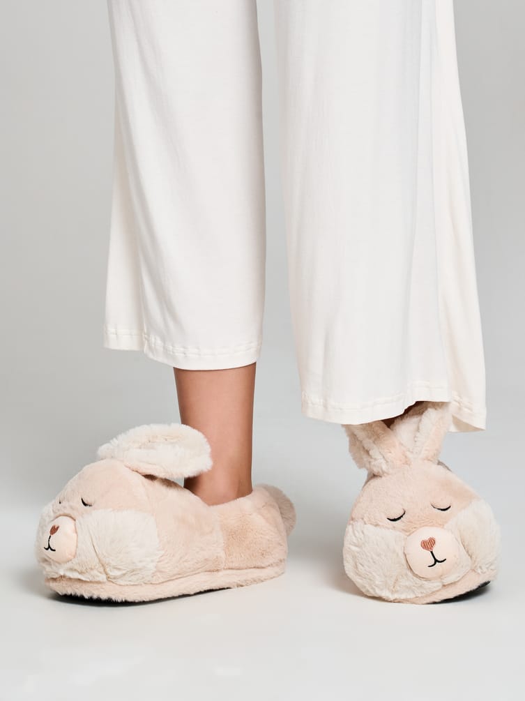 Плюшевые тапки игрушки в виде зайчиков