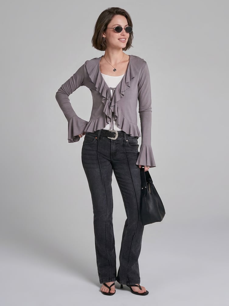 Кардиган на завязках с рюшами