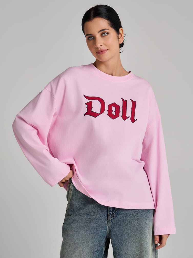 Лонгслив оверсайз с надписью