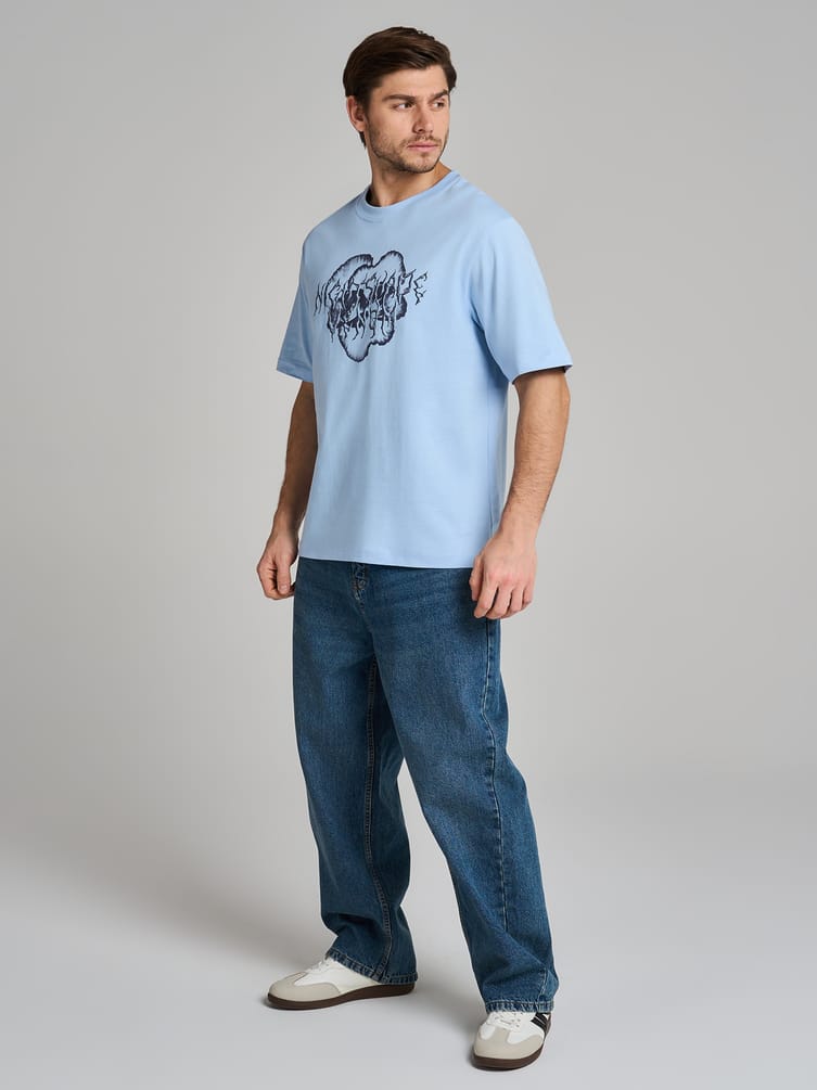 Футболка из хлопка с принтом дрейн