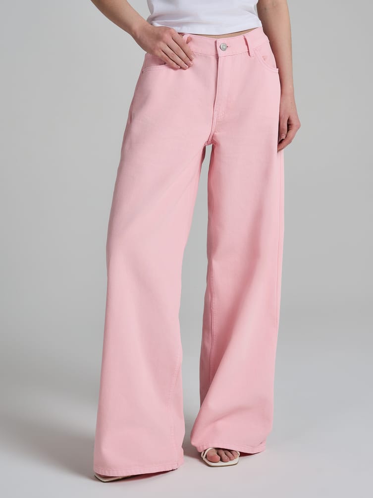 Джинсы широкие с вареным эффектом