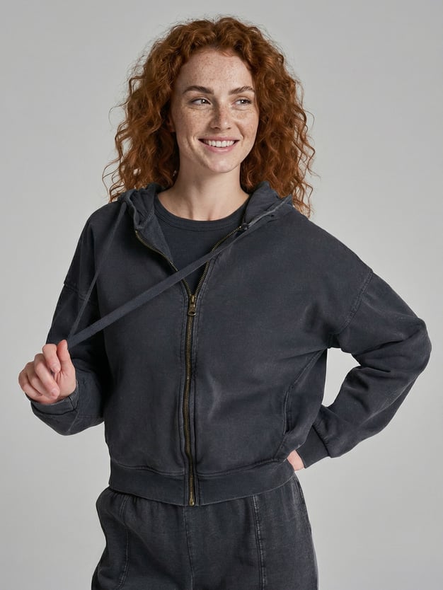 Зип худи оверсайз с вареным эффектом