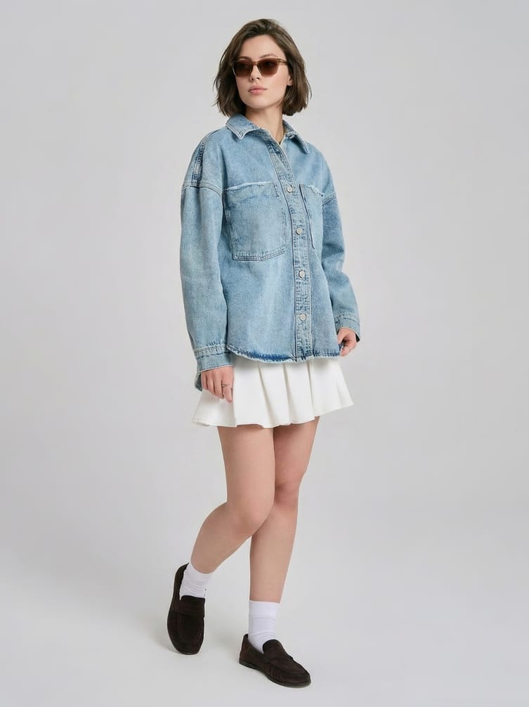 Джинсовая куртка оверсайз