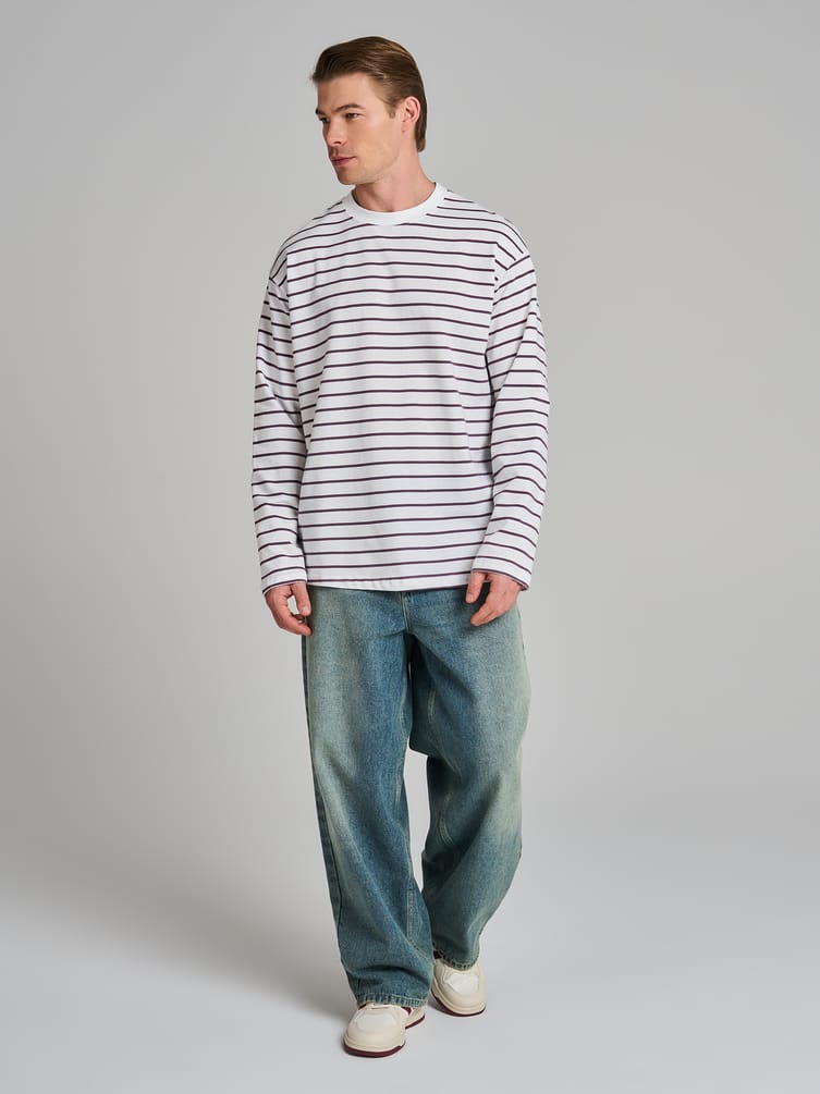 Полосатый лонгслив оверсайз