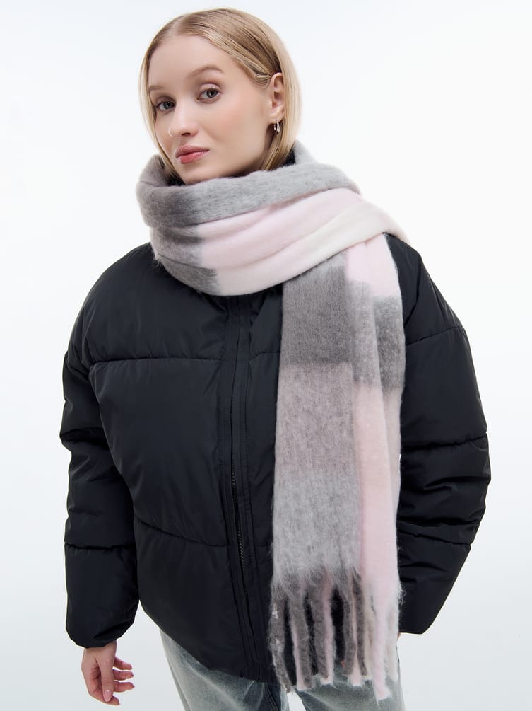 Зимний шарф палантин в клетку