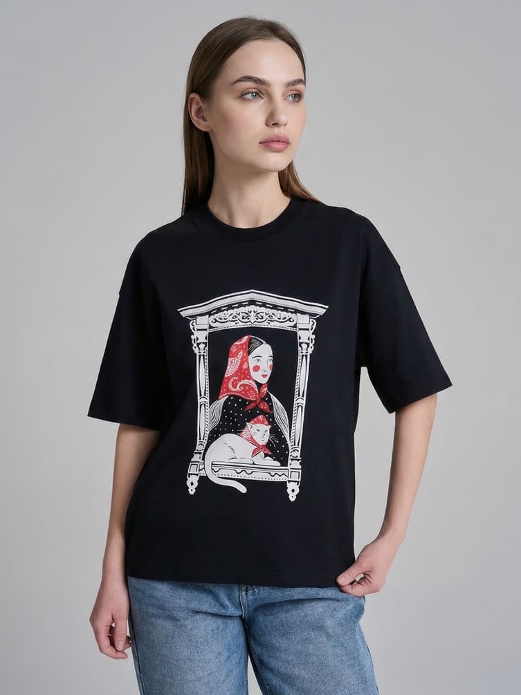 Футболка оверсайз с принтом Russian Vibes