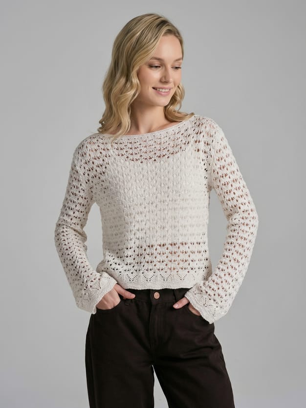 Джемпер ажурный вязаный