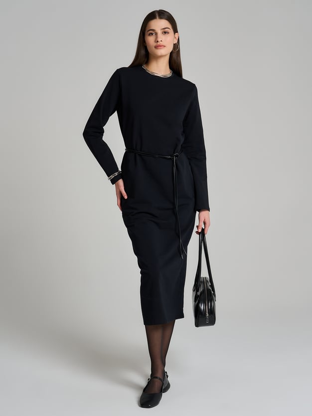 Платье длинное с карманами