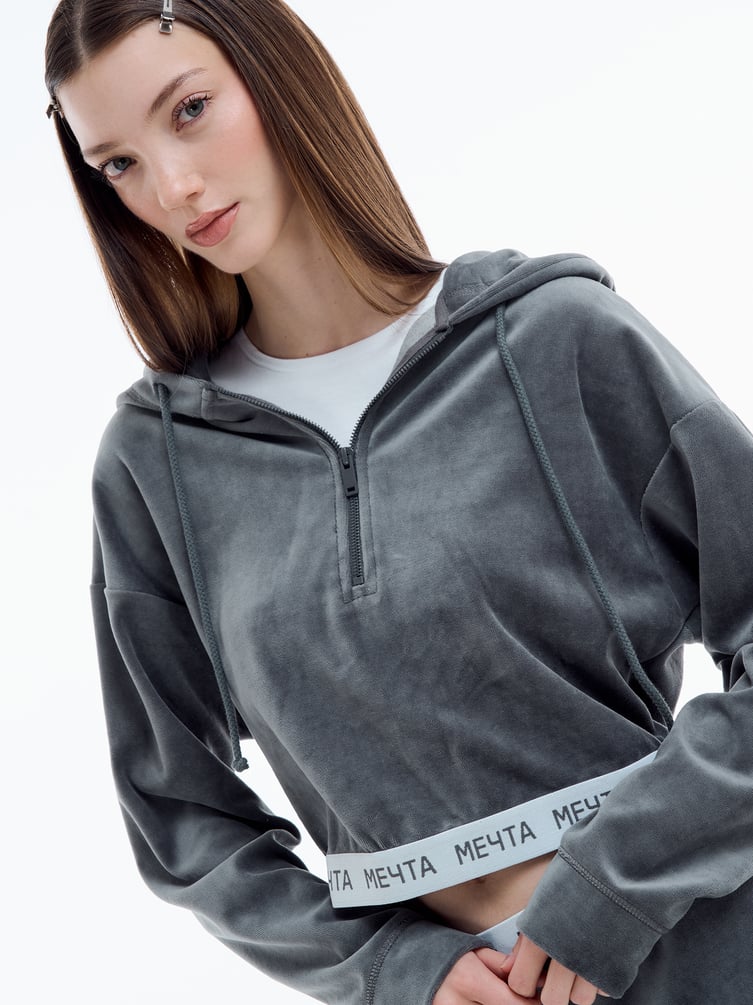 Домашняя вельветовая Half zip толстовка