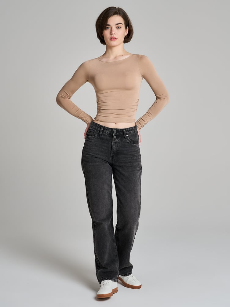 Лонгслив из вискозы с драпировкой