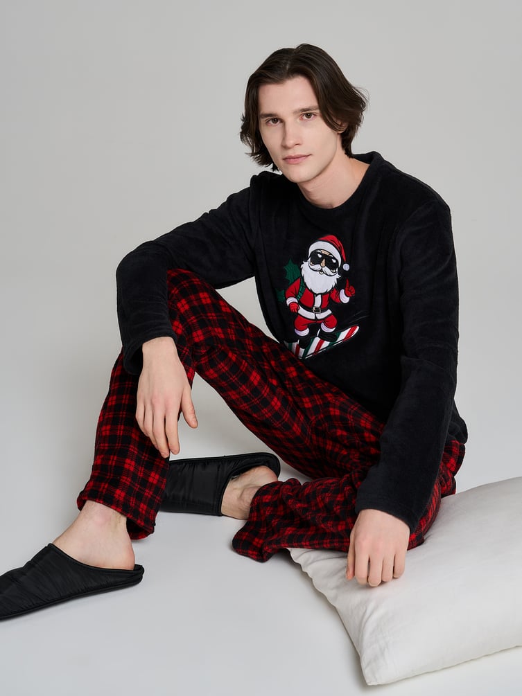 Теплая плюшевая пижама с Санта Клаусом