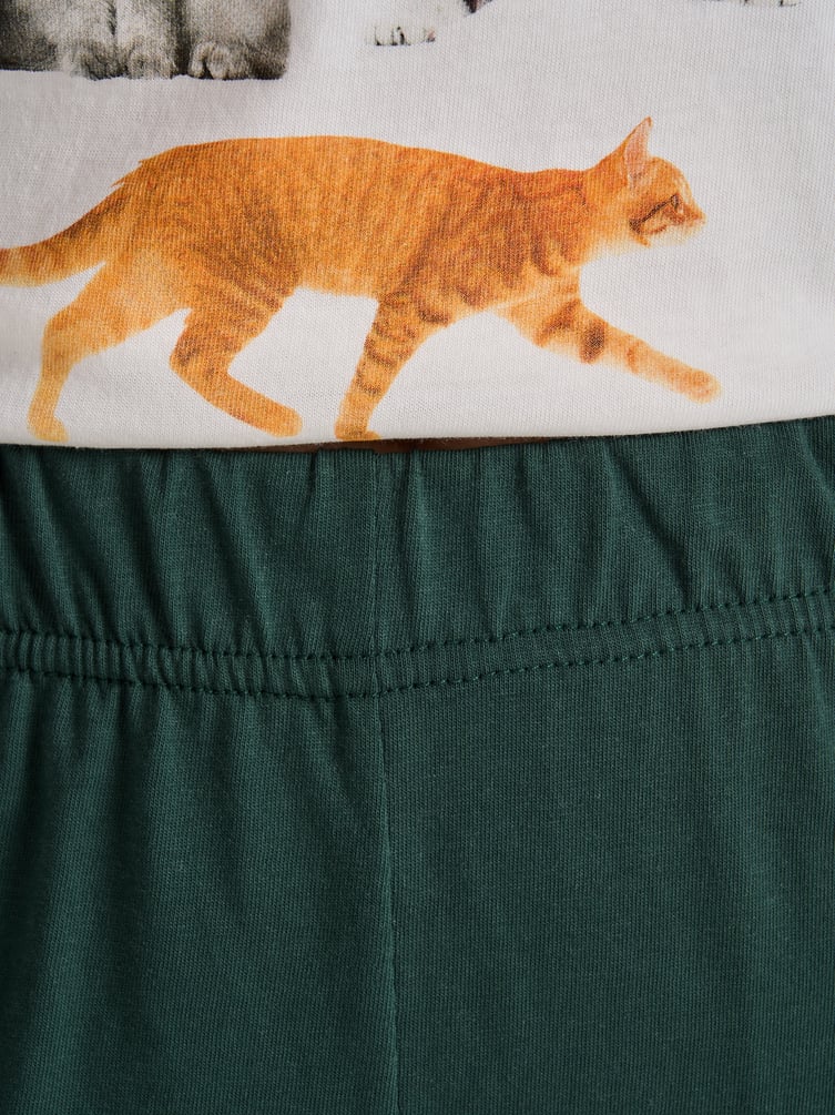 Пижама с принтом котиков и брюками