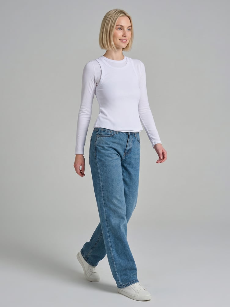 Лонгслив с майкой в рубчик