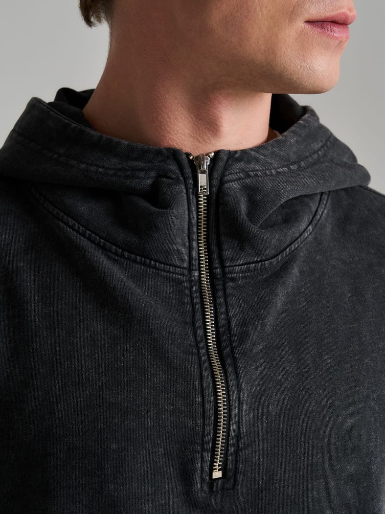 Худи с молнией гранж с вареным эффектом